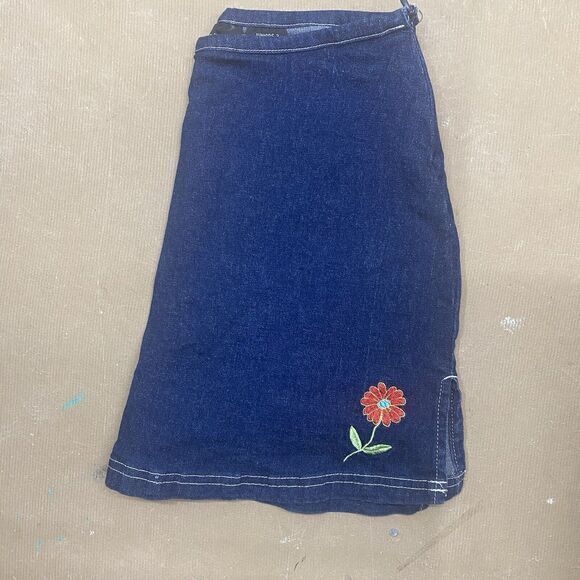Vintage Y2K No Boundaries Juniors 3 Dark Wash Micro Mini Stretch Jean‎ Skirt - Picture 1 of 8